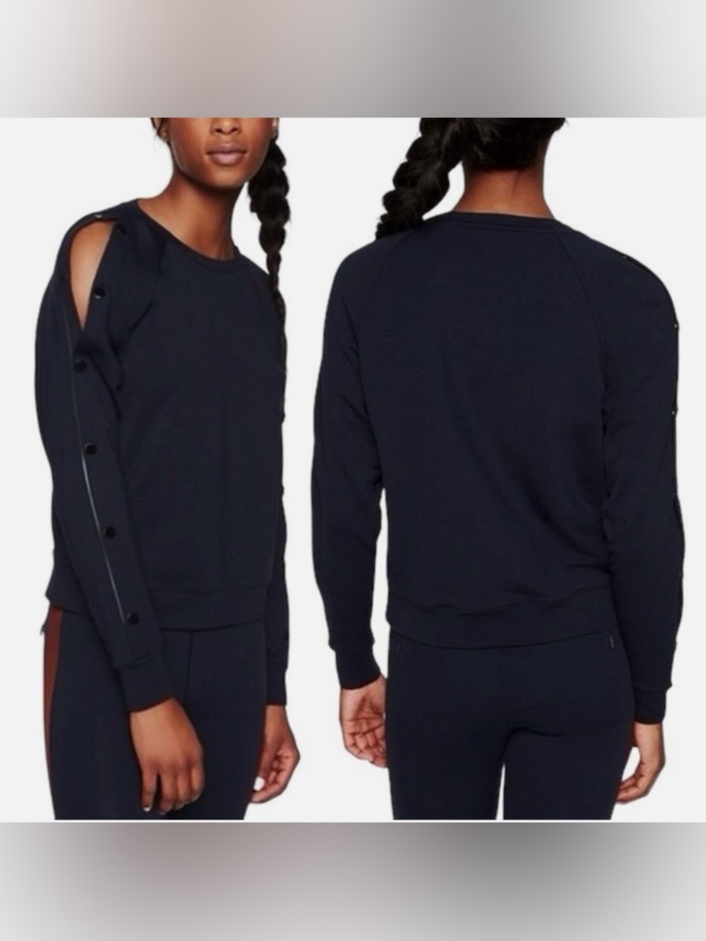 Athleta Snappy Sweatshirt sleek, stretchy, lightweight, casual, travel. - Picture 2 of 11